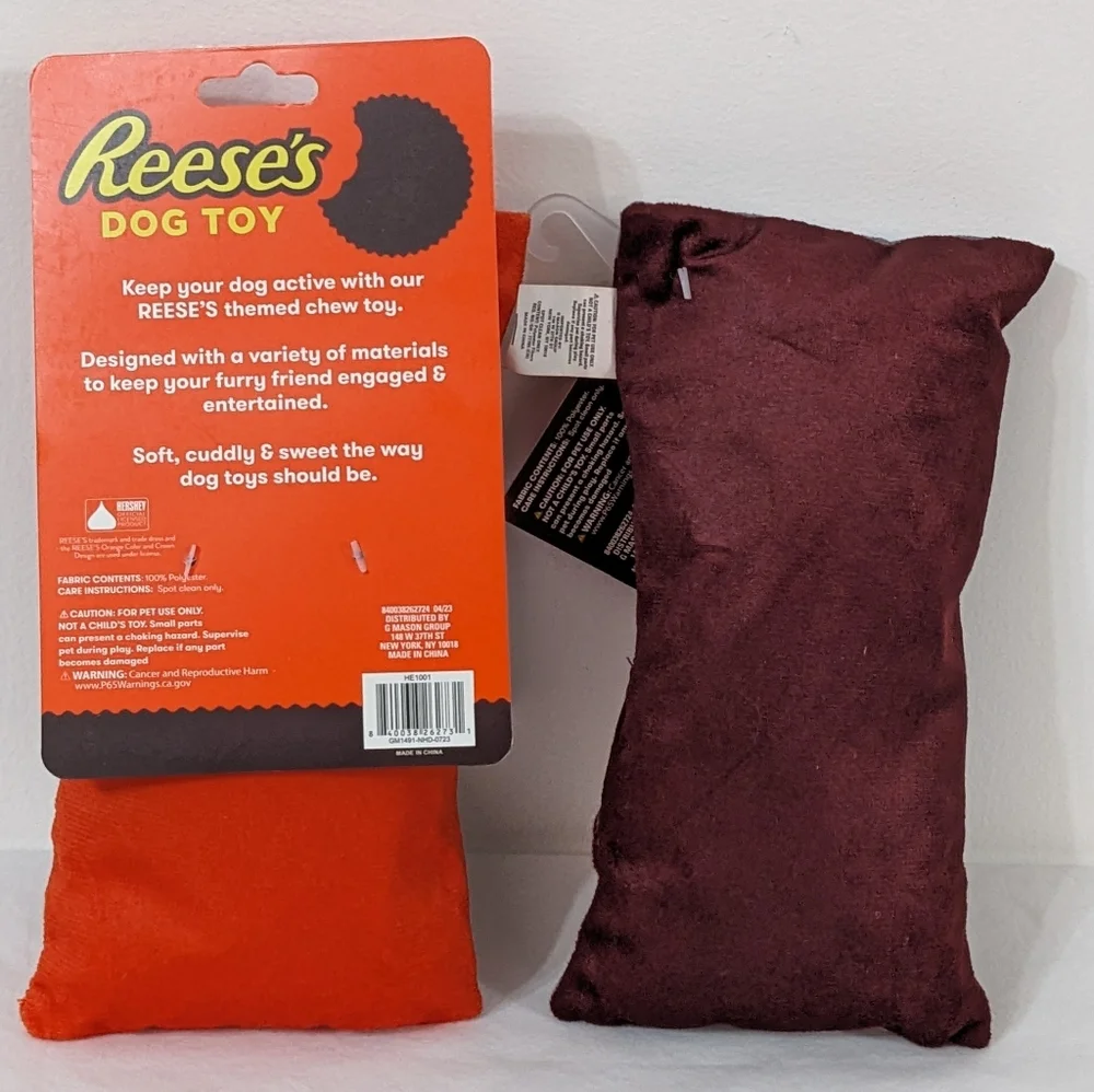 Reese's & Hershey's Plush Dog Toys, Dog Chew Toys, Squeaky Dog Toys, NWT